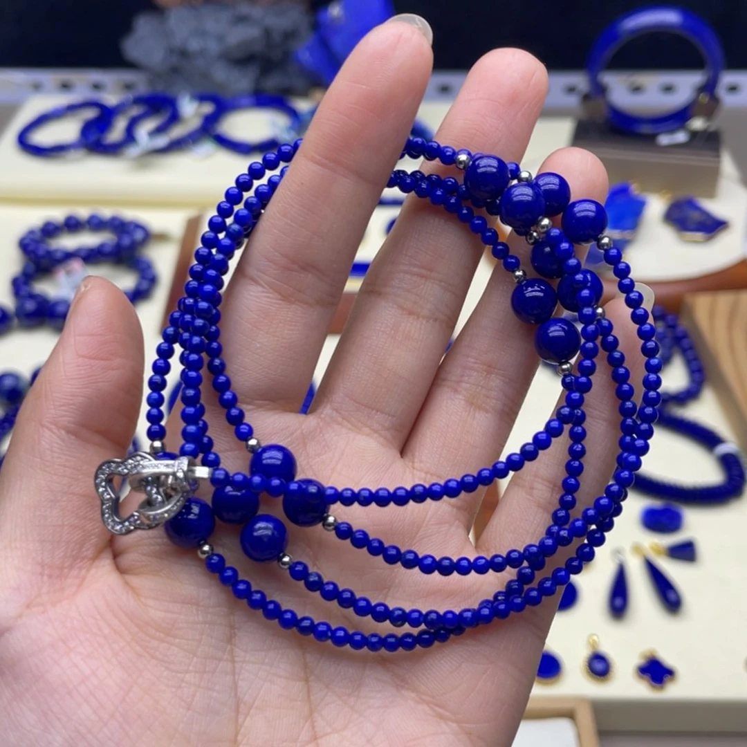 银S925镶嵌青金石项链
