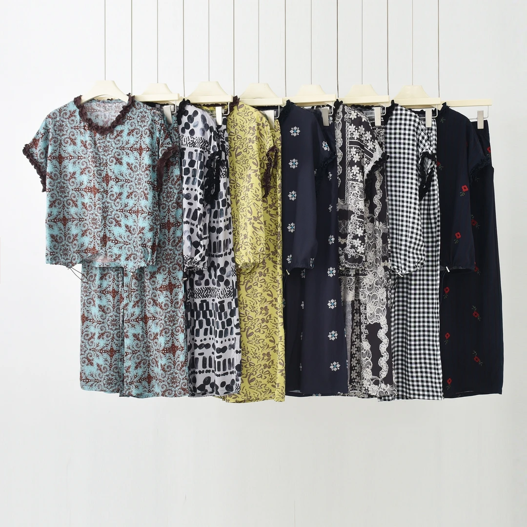 XUXU-[时尚百搭]2025夏季新款系扣时尚百搭棉绸套装K-MF1250