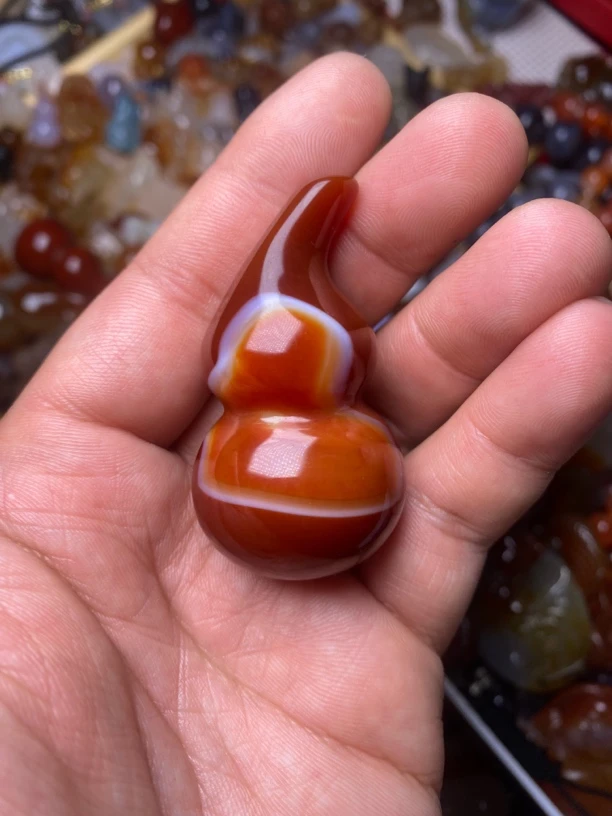 天然玛瑙材质葫芦手把件