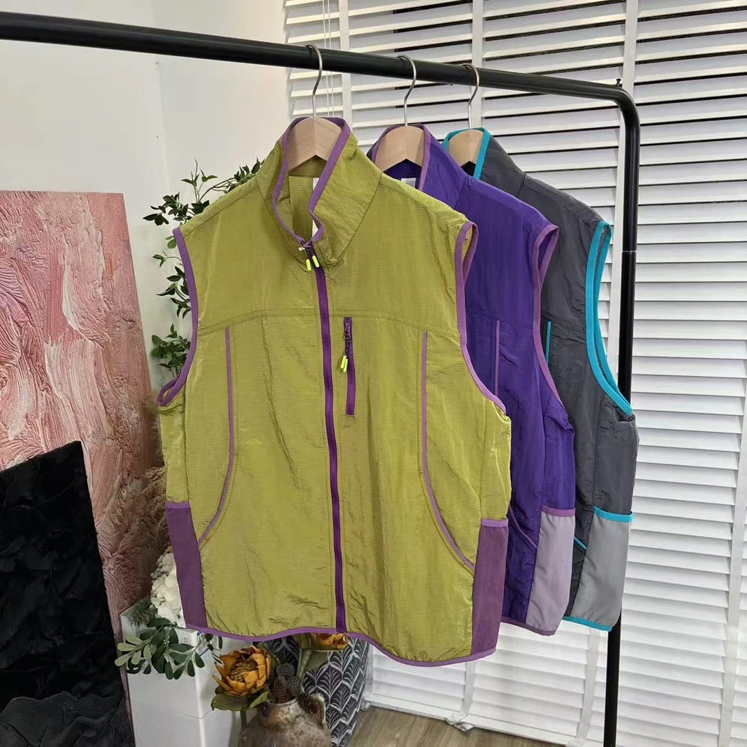 日系潮流系「拼接防泼水」立领马夹女E5546