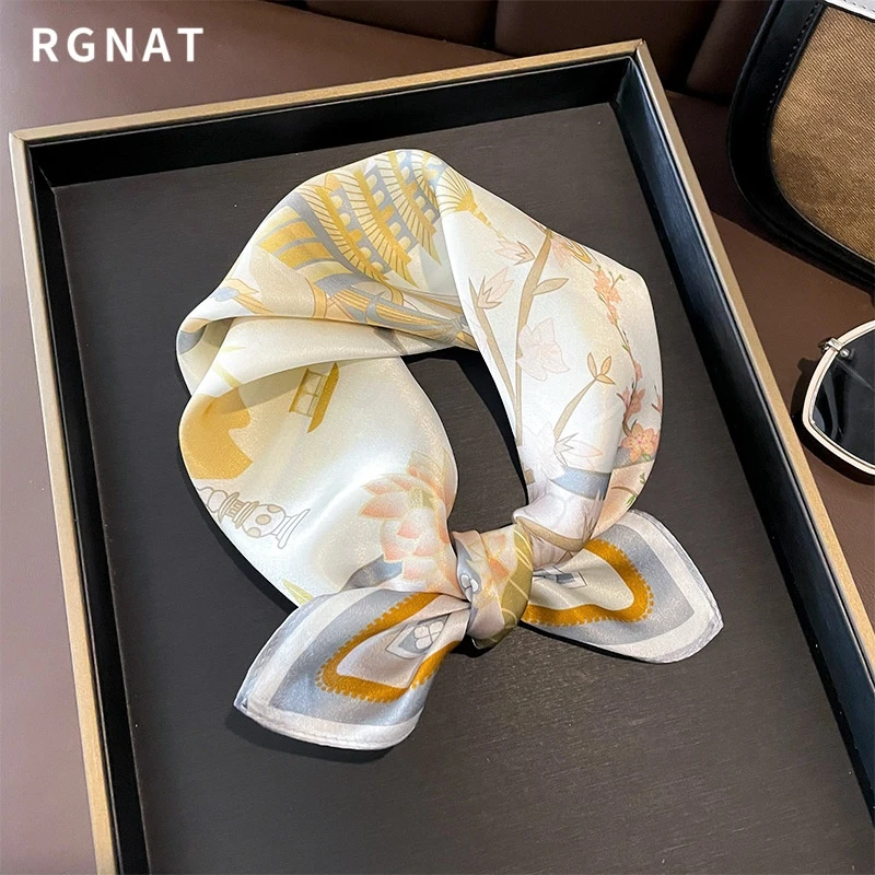 RGNAT春季桑蚕丝真丝小方巾女法式复古妈妈围巾送礼物丝巾送妈妈