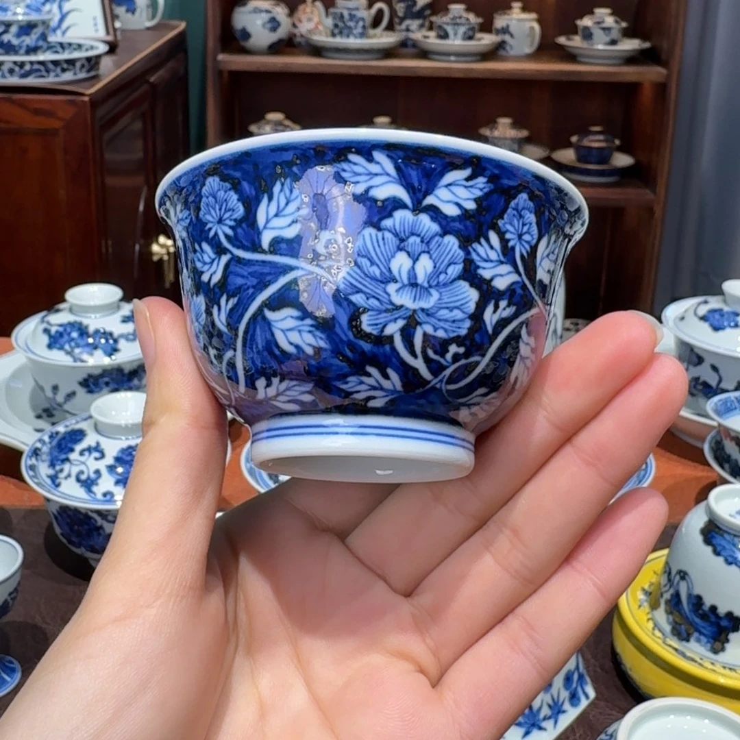 青花雯华堂手绘杯杯