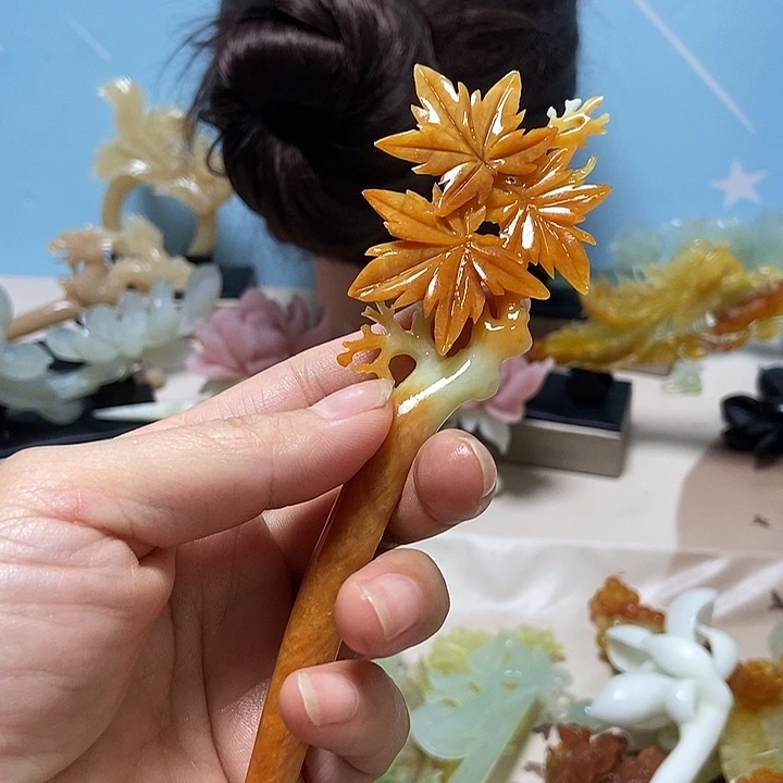 沄***）未镶嵌岫玉发簪发簪