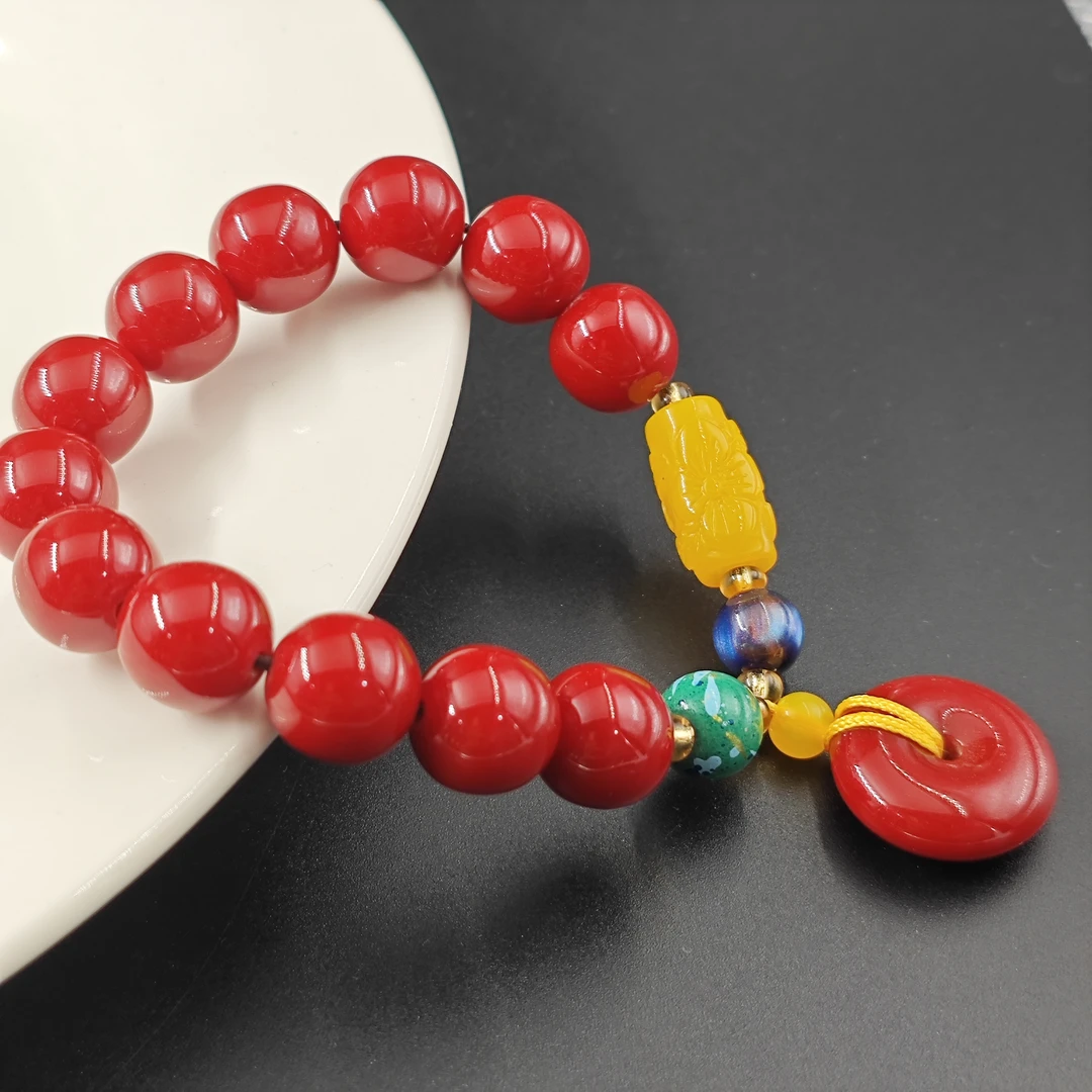 G334时尚潮流精品牛血红菊花珠手串