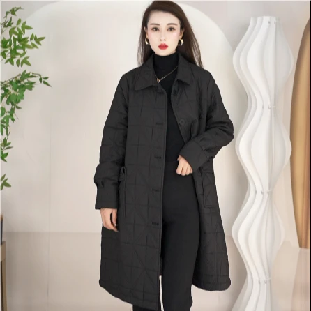 2025春秋季休闲外套女黑色新款女装中长款气质时尚风衣过膝大衣