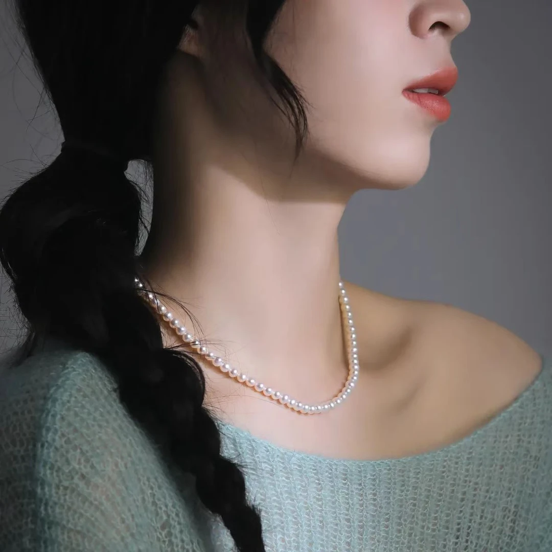 925银银制品 《哥哥》《远山》项链极光炫彩淡水3.5mm左右