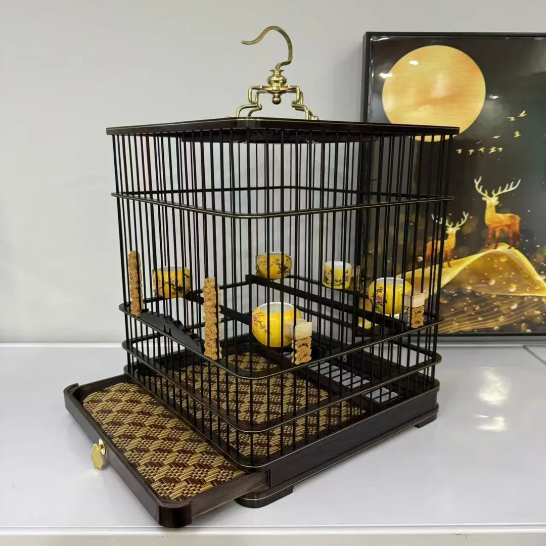 豪华26红木乌木鸟笼黄花梨方笼红子贝子玉鸟靛颏绣眼鸟笼大全