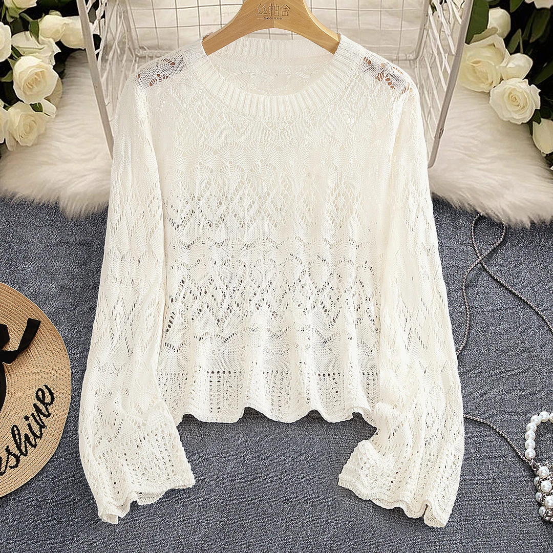 丝柏舍2025秋装新款女装时尚设计感镂空套头圆领针织衫S53X6224Z