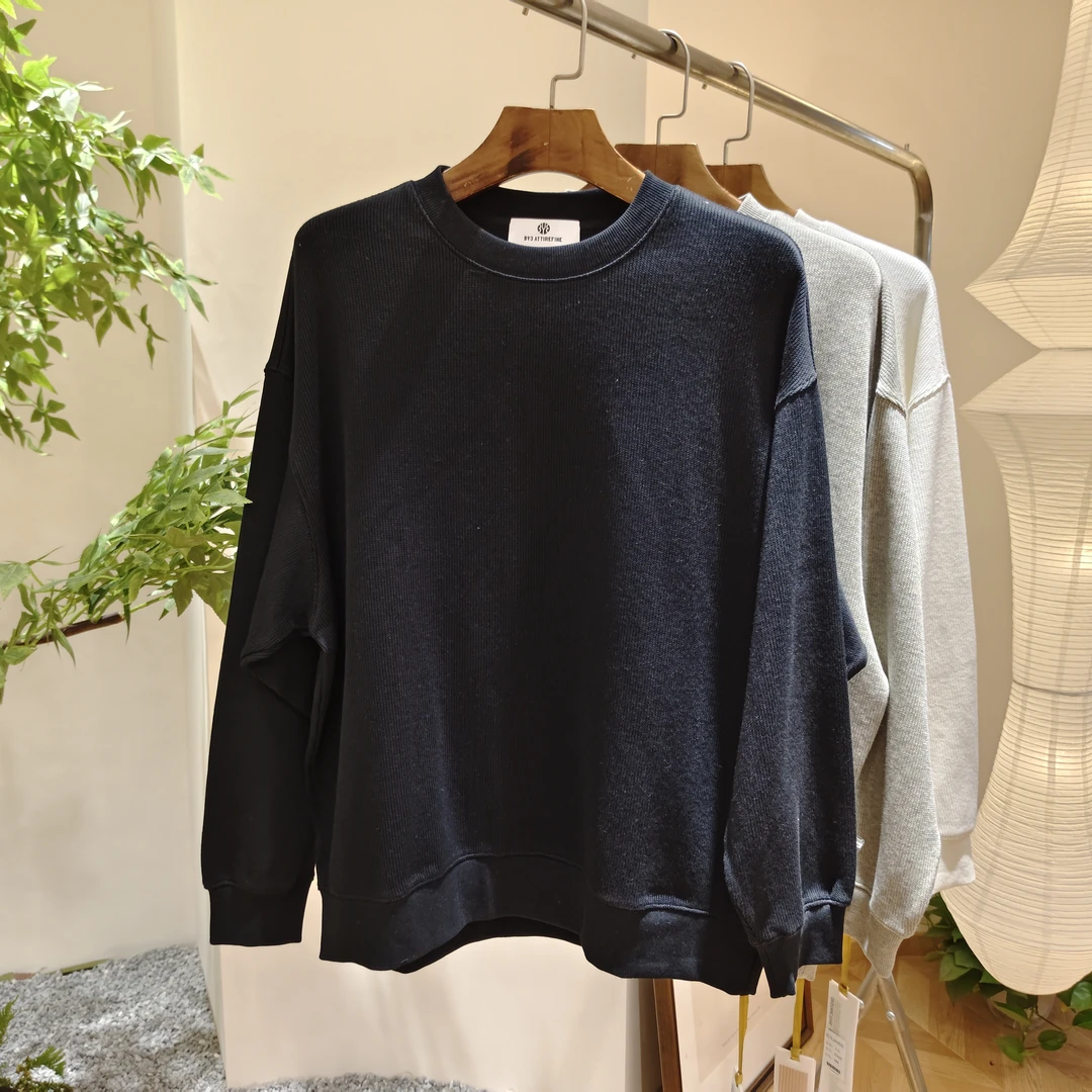 【囍】秋季长袖纯色秋冬男慵懒风厚款针织上衣薄款极简风32420