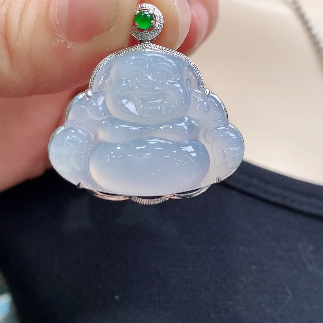 翡翠颈饰18K金镶嵌佛公