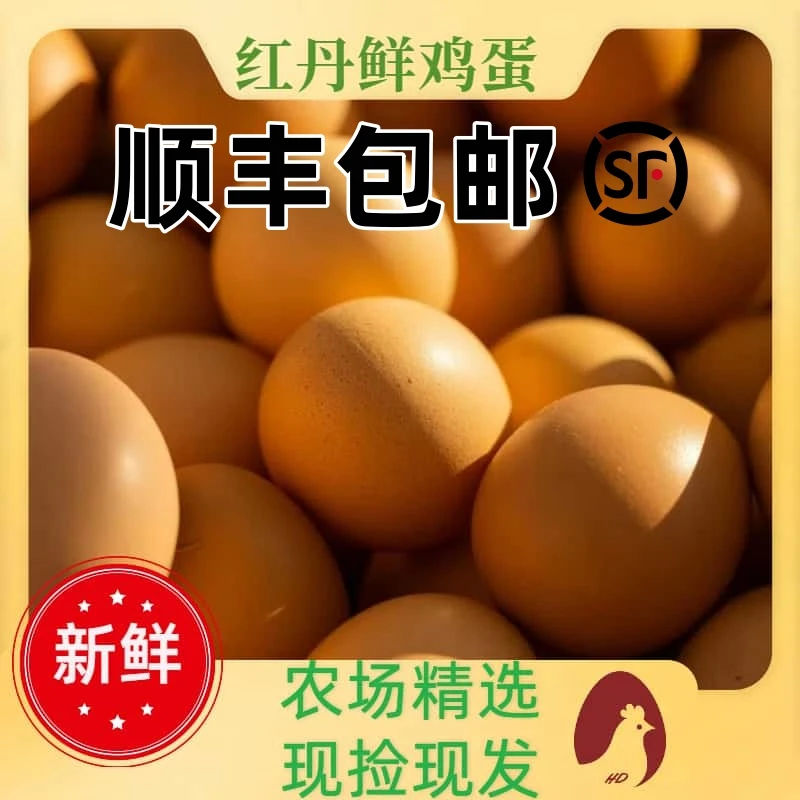 顺丰包邮新鲜农家红壳鸡蛋无催产无抗现捡现发健身家庭专享