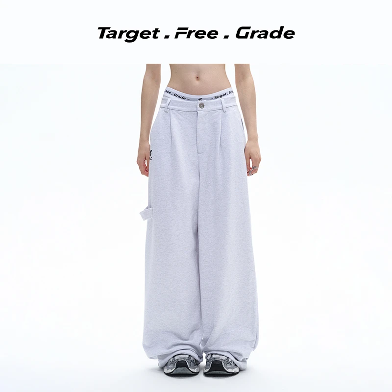 【檀健次同款】TFG学院风宽松阔腿运动中腰设计纯棉情侣卫裤