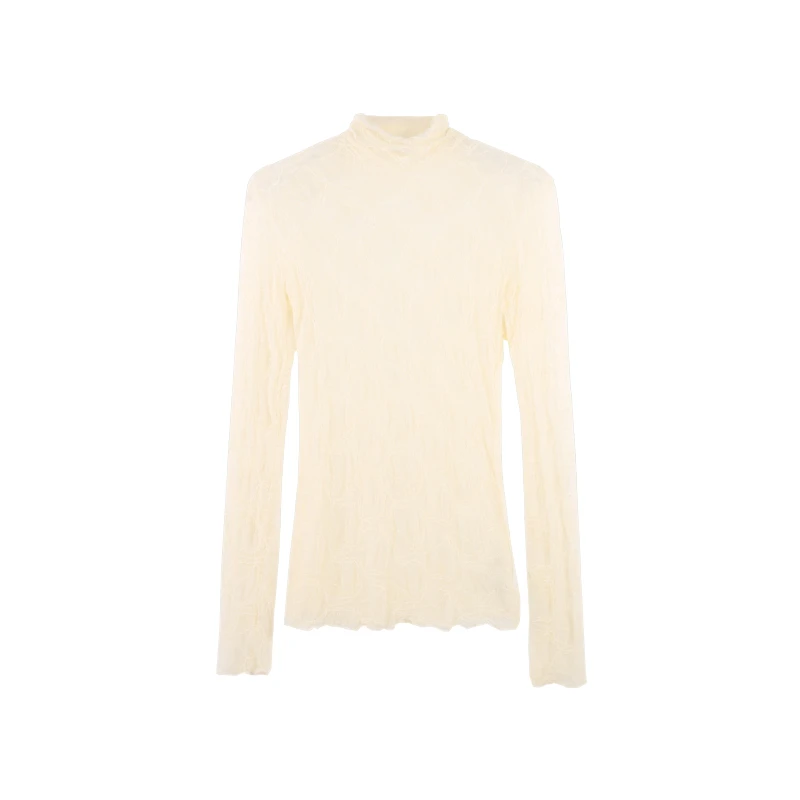 京「暮色芭蕾」气质半高领蕾丝网纱打底上衣女HBZXP621321nnassa