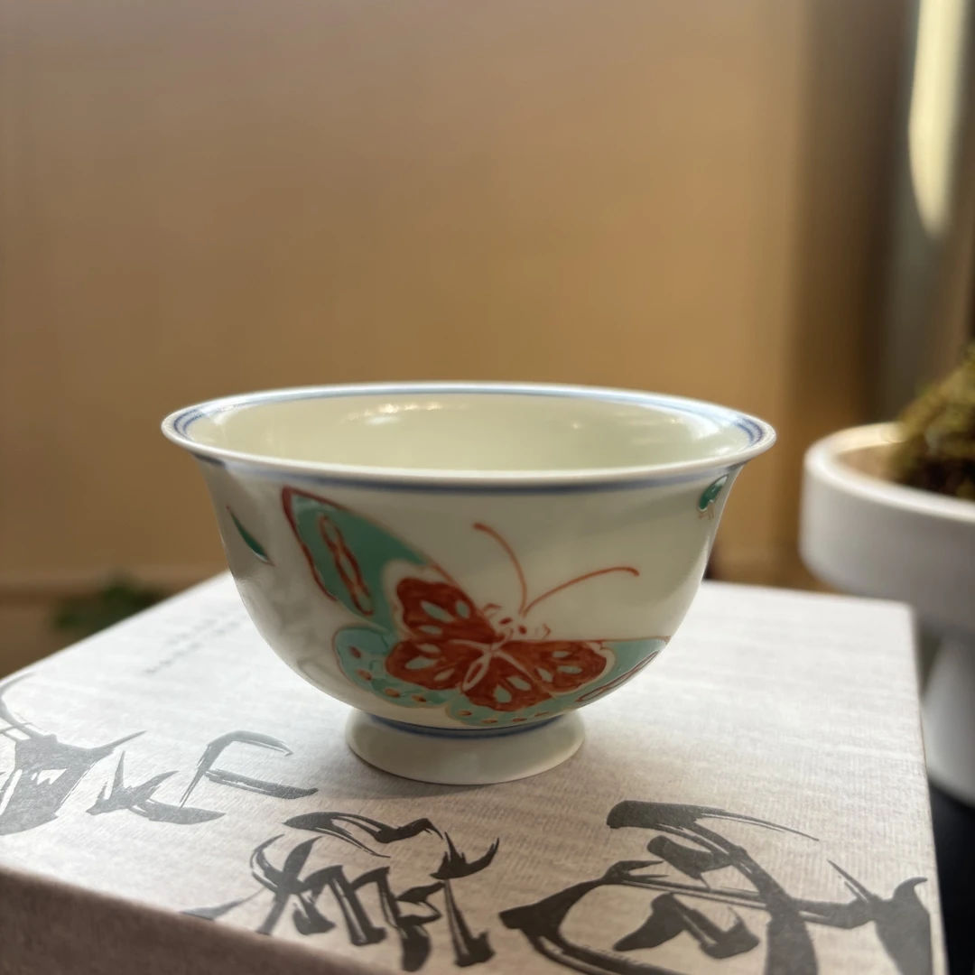 雨溪 红绿彩蝴蝶主人杯 00039