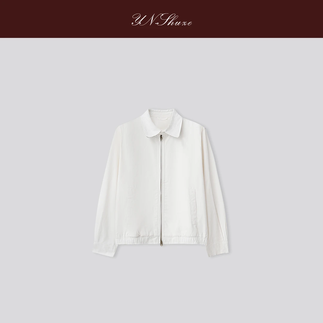 YN-SHUZE美式复古翻领白色外套小个子短款上衣SZ-YNB-WT0314