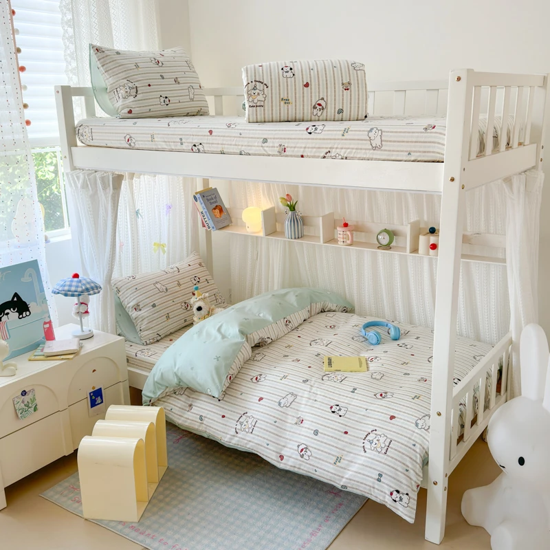 新款全棉纯棉印花学生宿舍上下铺三件套