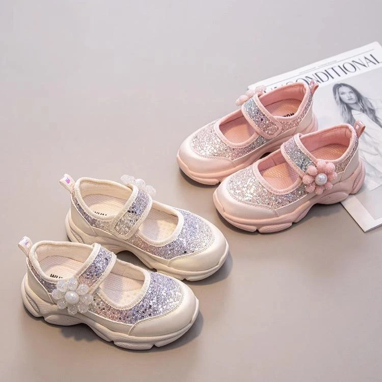 ABCklds女童公主鞋2025夏季新款儿童中大童小女孩时尚软底水晶鞋