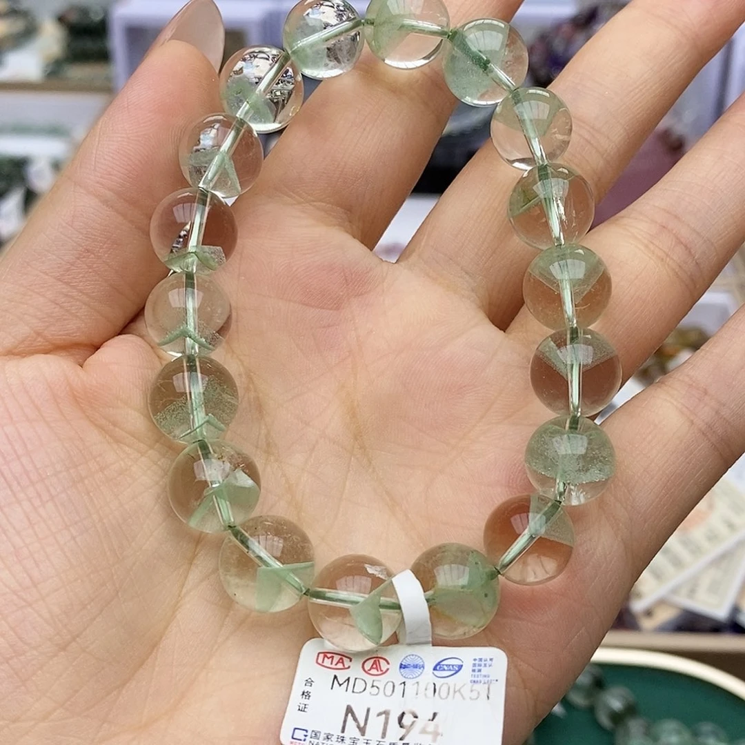 水晶手链未镶嵌N194 翠绿幽灵金字塔 11m+