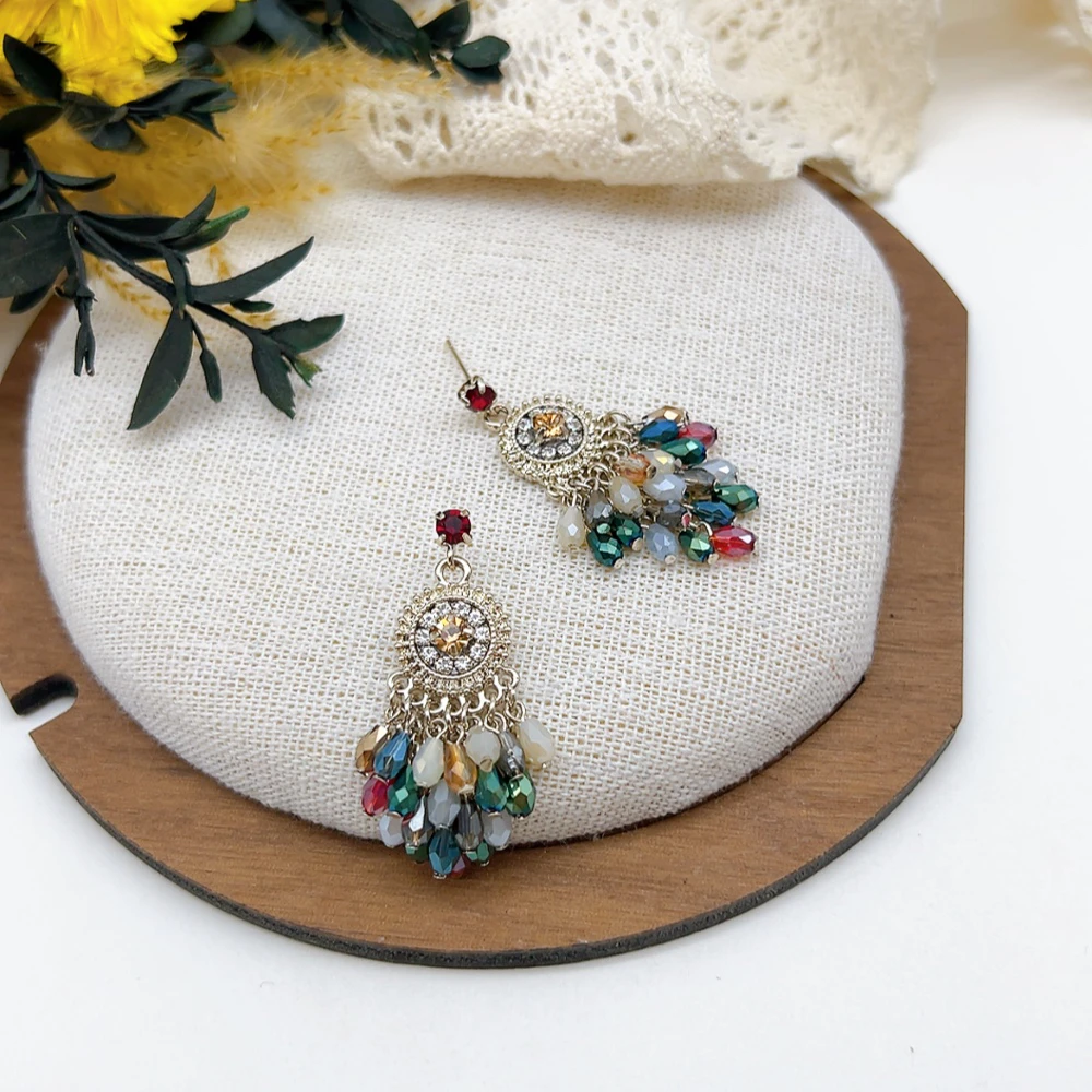 铜合金仿水晶耳饰 银针 03061 好啊商店 复古水J流苏耳环