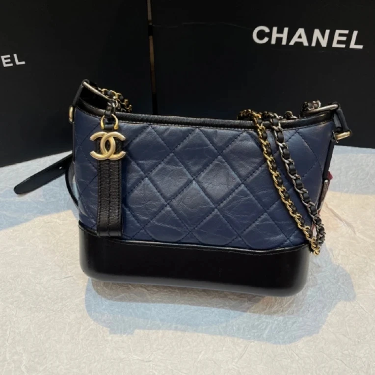 99新 Chanel/香奈儿 香奈儿蓝色黑底流浪小号 25090117-02