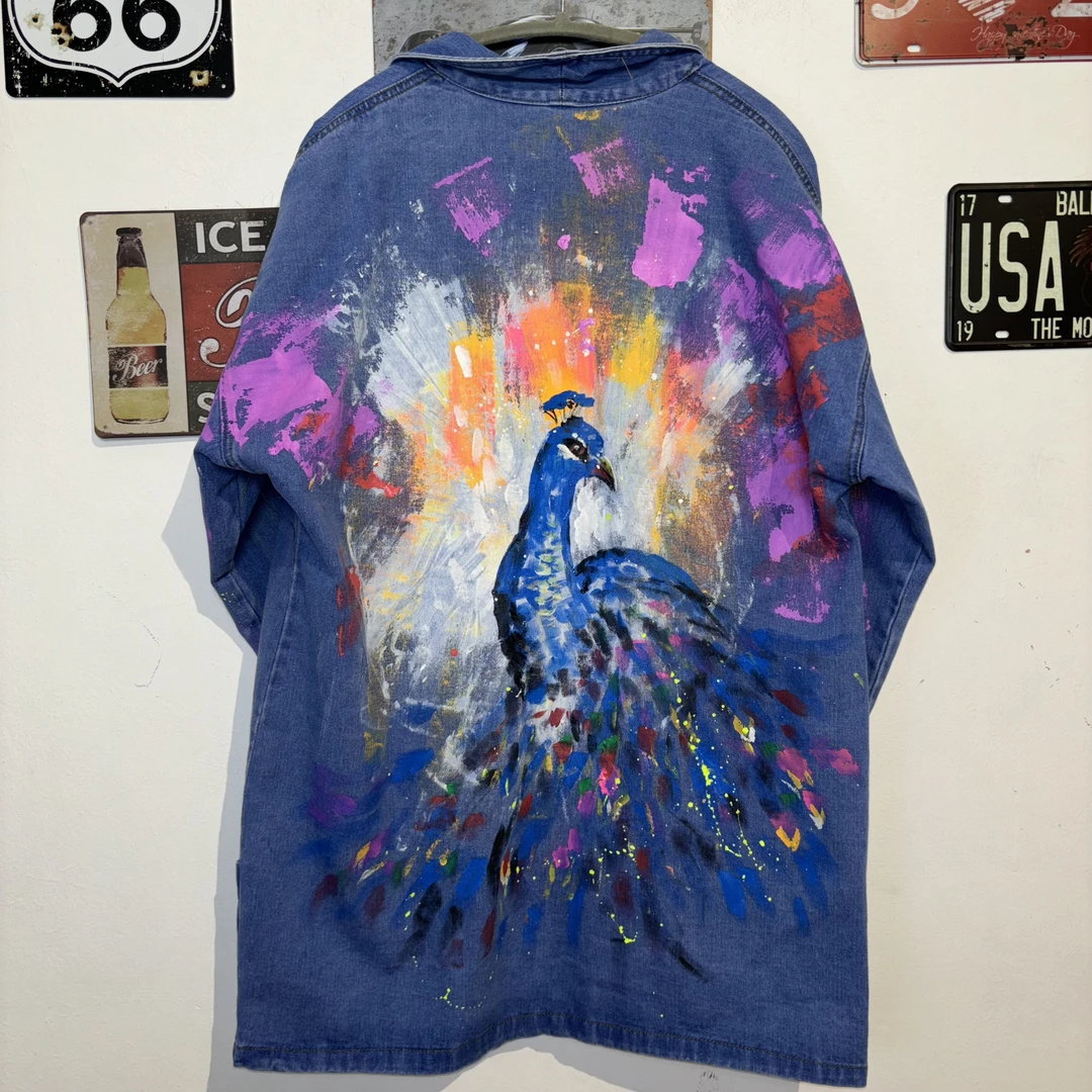 孔雀-2025新款油画限量版原创手绘多巴胺系列时尚气质男女同款