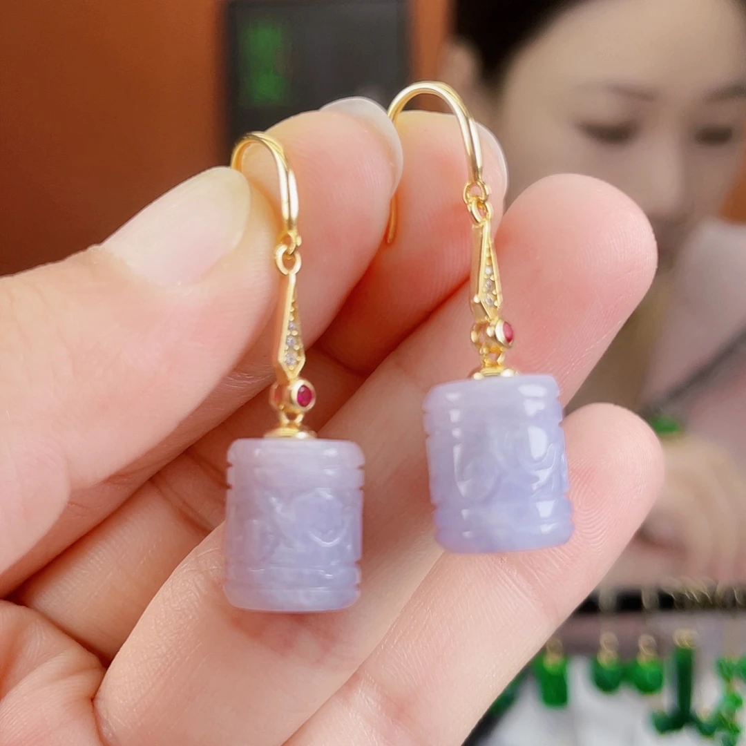 翡翠银S925镶嵌耳饰