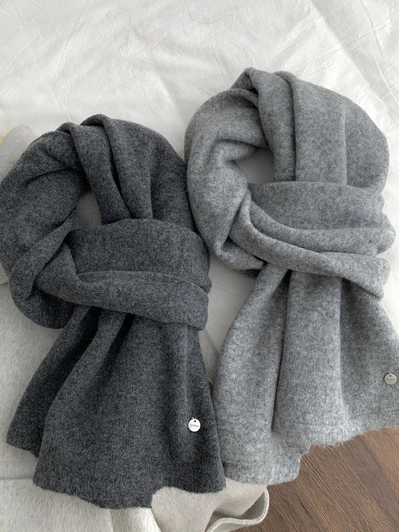 限定高级灰~韩国ins博主推荐冬季保暖含羊毛深灰色保暖情侣厚围巾