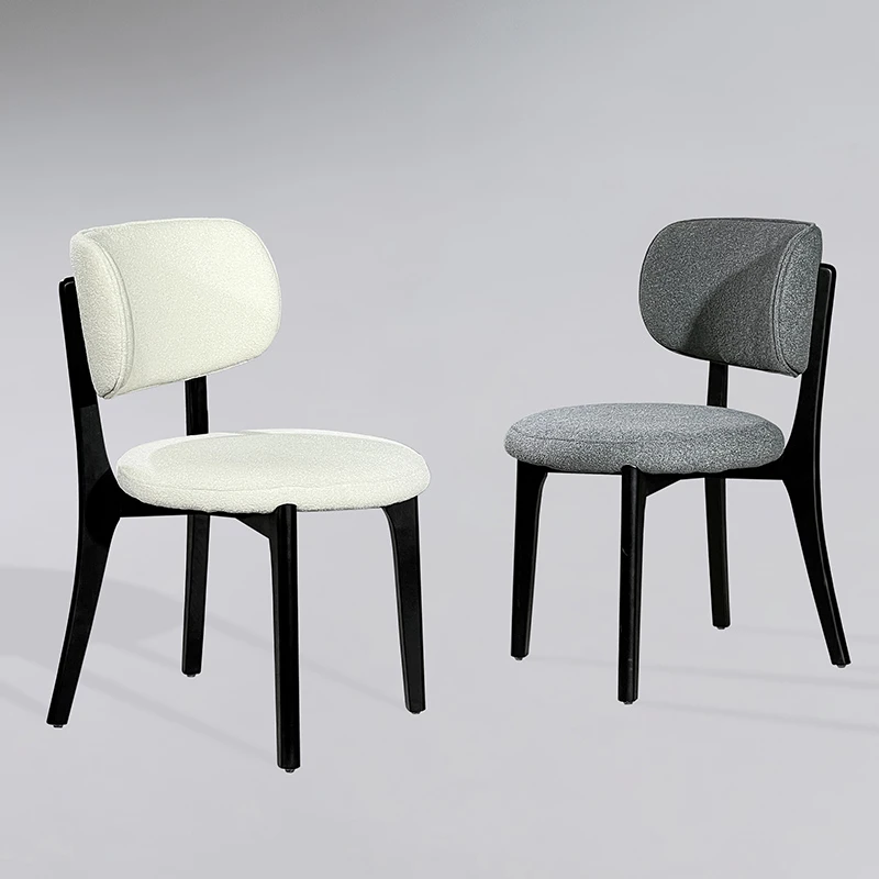 餐椅高级橡木脚架高级小羊绒简约北欧家用餐厅意式靠背凳凳子轻奢