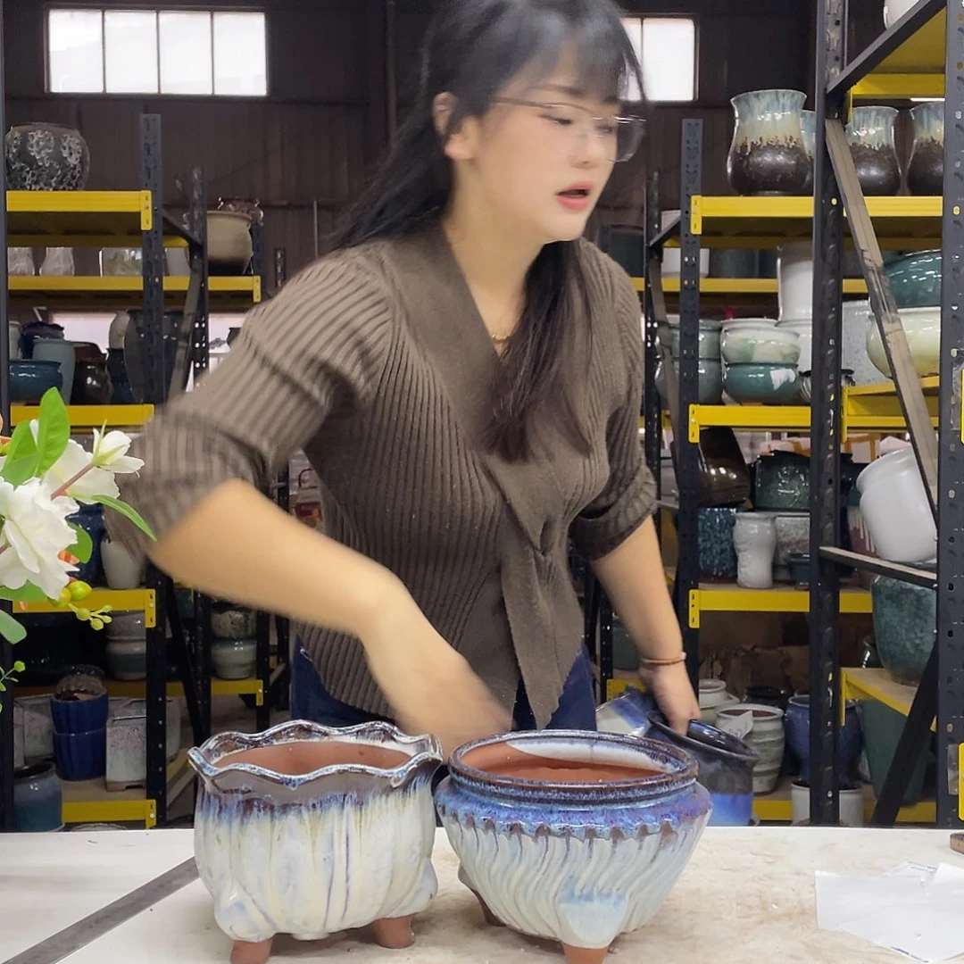 宜兴紫砂粗陶花盆