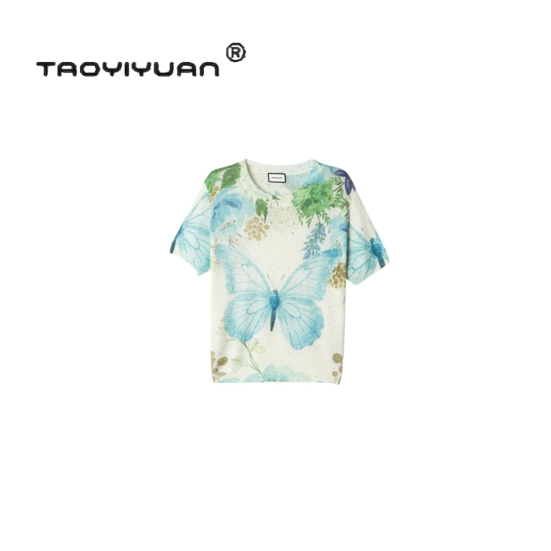 【宠粉专属】 轻奢亮片重工印染蝴蝶针织毛衣圆领针织衫套头女士