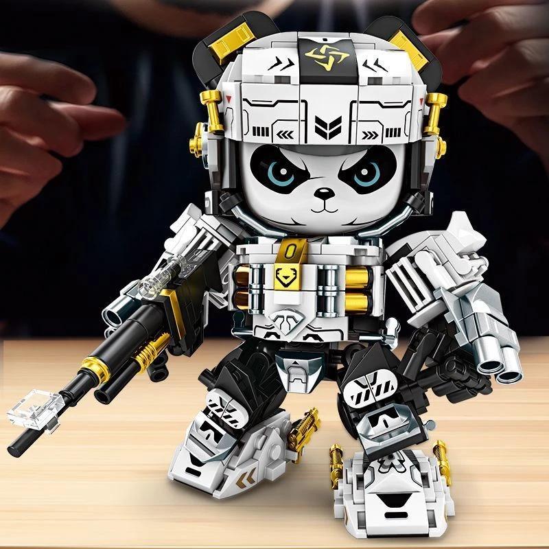 2025新品国潮机甲熊猫兼容某高积木拼装儿童玩具摆件生日节日礼物