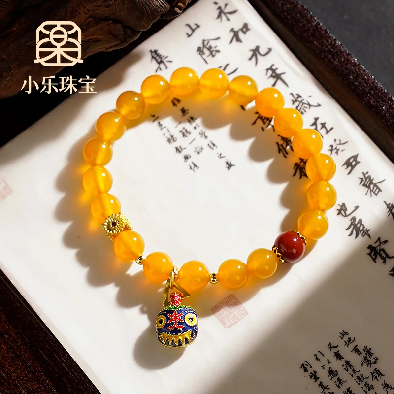 小众高级黄玉髓单圈设计感女式手链多样性发一-9903