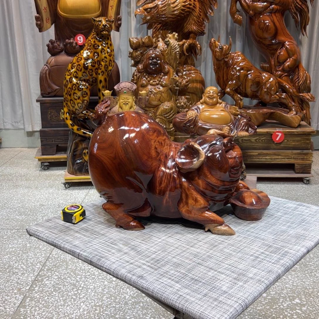 猪****香樟木实木根雕摆件福猪