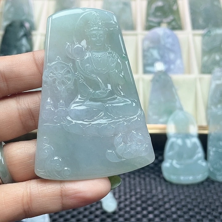 颈饰未镶嵌翡翠天*天然缅甸翡翠A货大势至菩萨