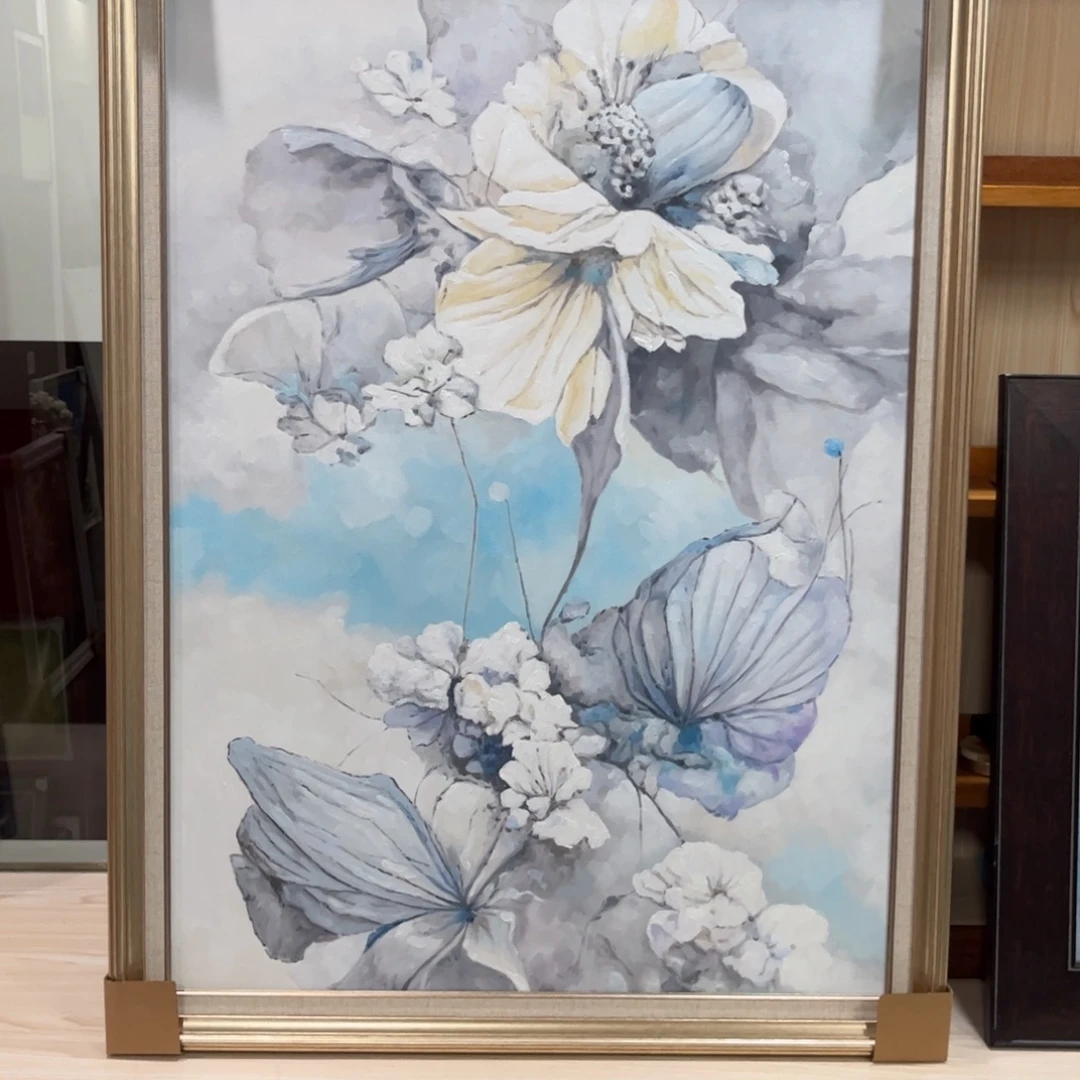 反***向油画花卉纯手绘油画带框80×110