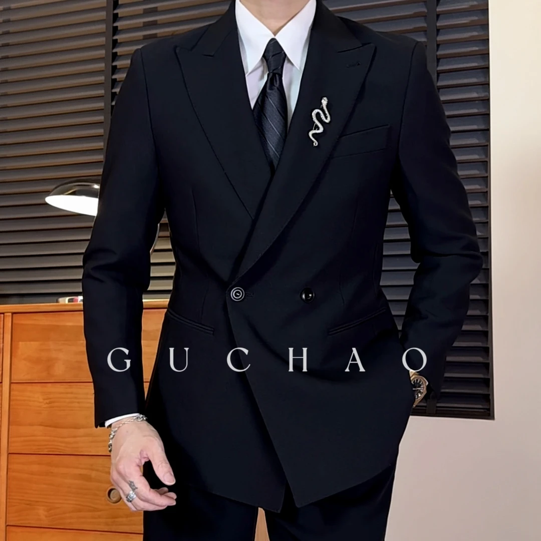 【Gc-古潮】--上新-原创设计款意式戗驳领高级感蛇形金属标西装外套