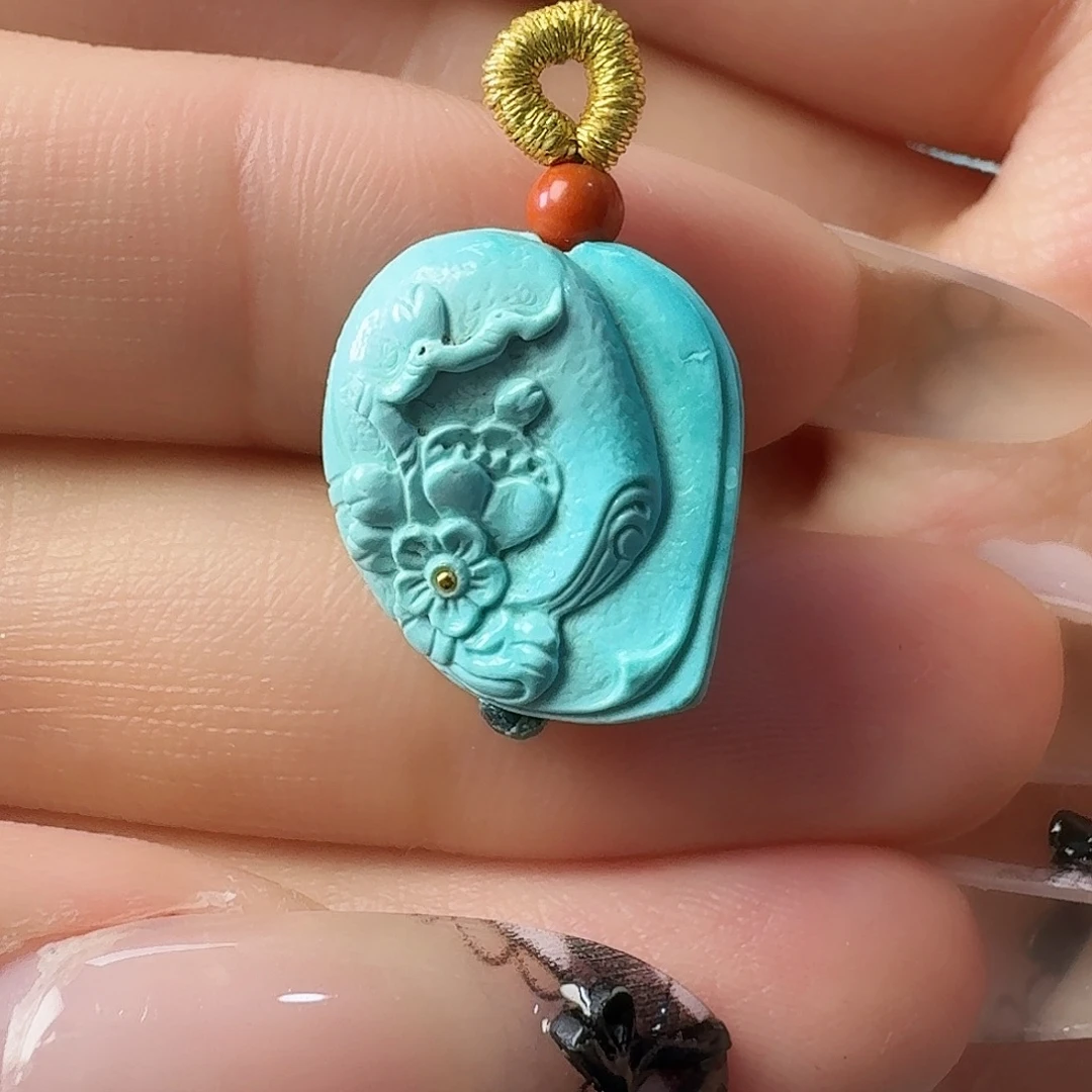 绿松石未镶嵌吊坠(不含链)梅花牌