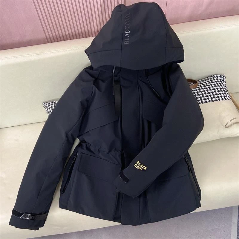 【幂幂同款】儿童冬装中长款羽绒棉服黑金洋气时髦连帽棉袄中大童