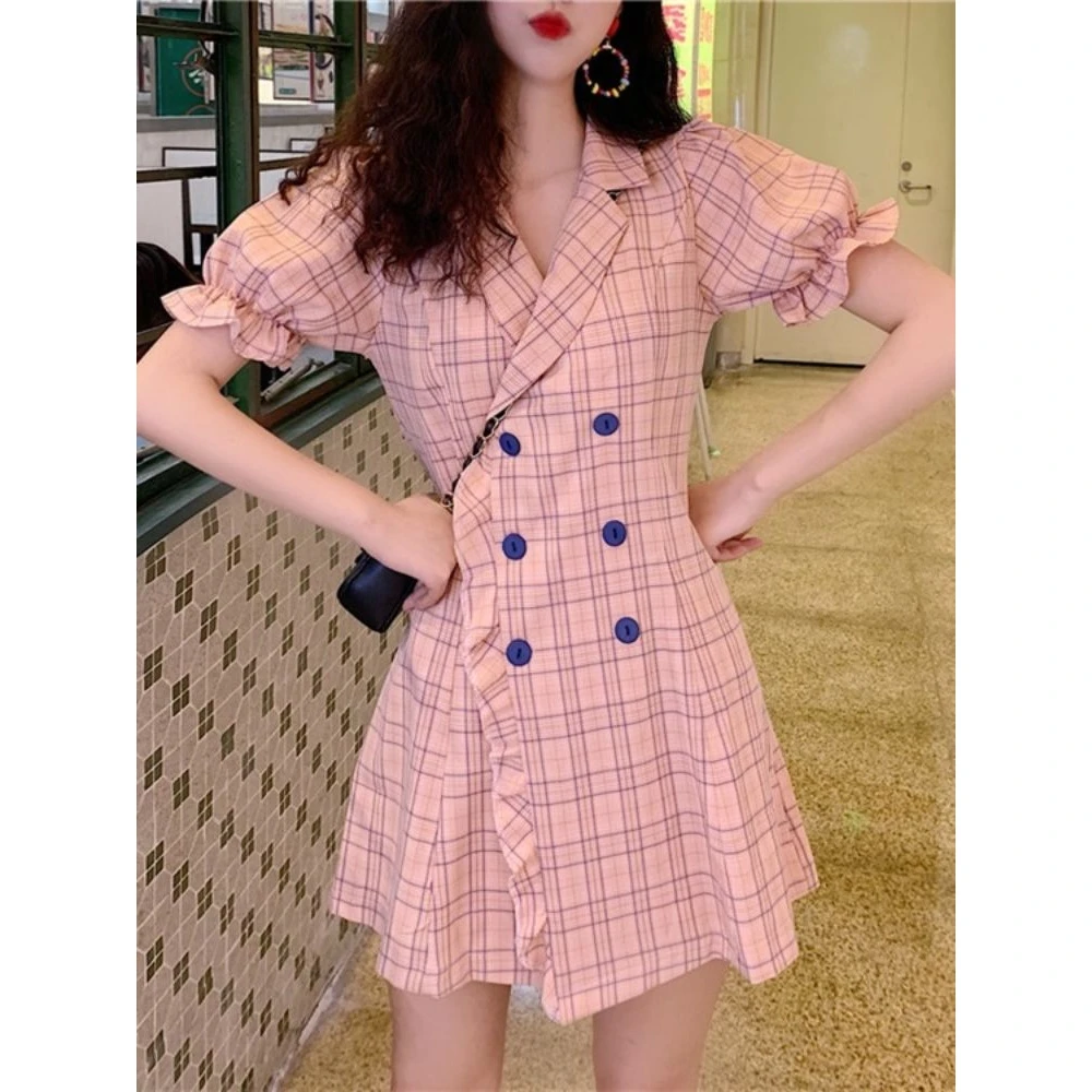 2025新款女夏装粉色西装连衣裙子设计感小众夏季法式初恋茶歇短裙