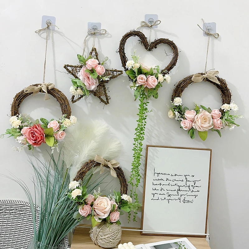 森系花环装饰壁挂幼儿园环创材料店铺壁饰田园风装饰品创意挂墙花