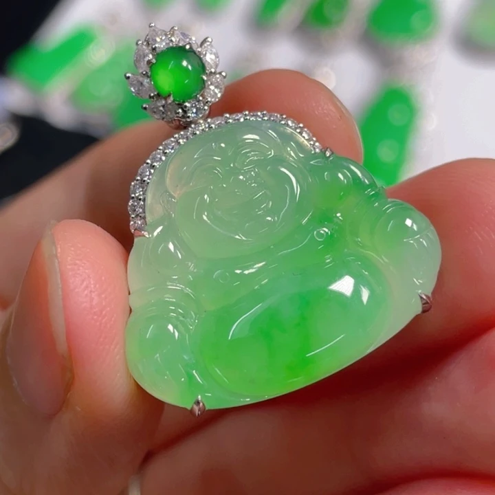 翡翠18K金镶嵌吊坠(不含链)