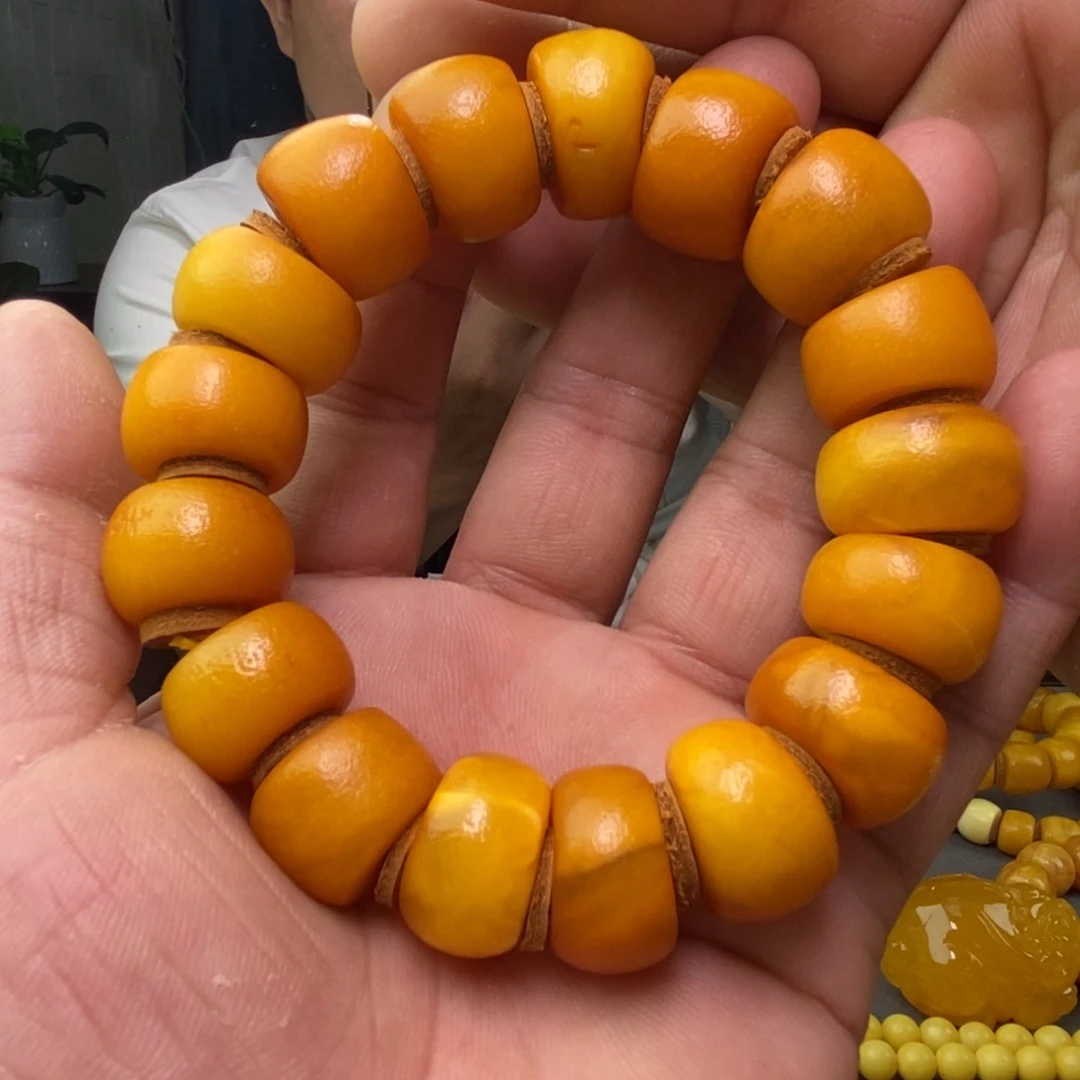琥珀未镶嵌手链橘皮蜡手串