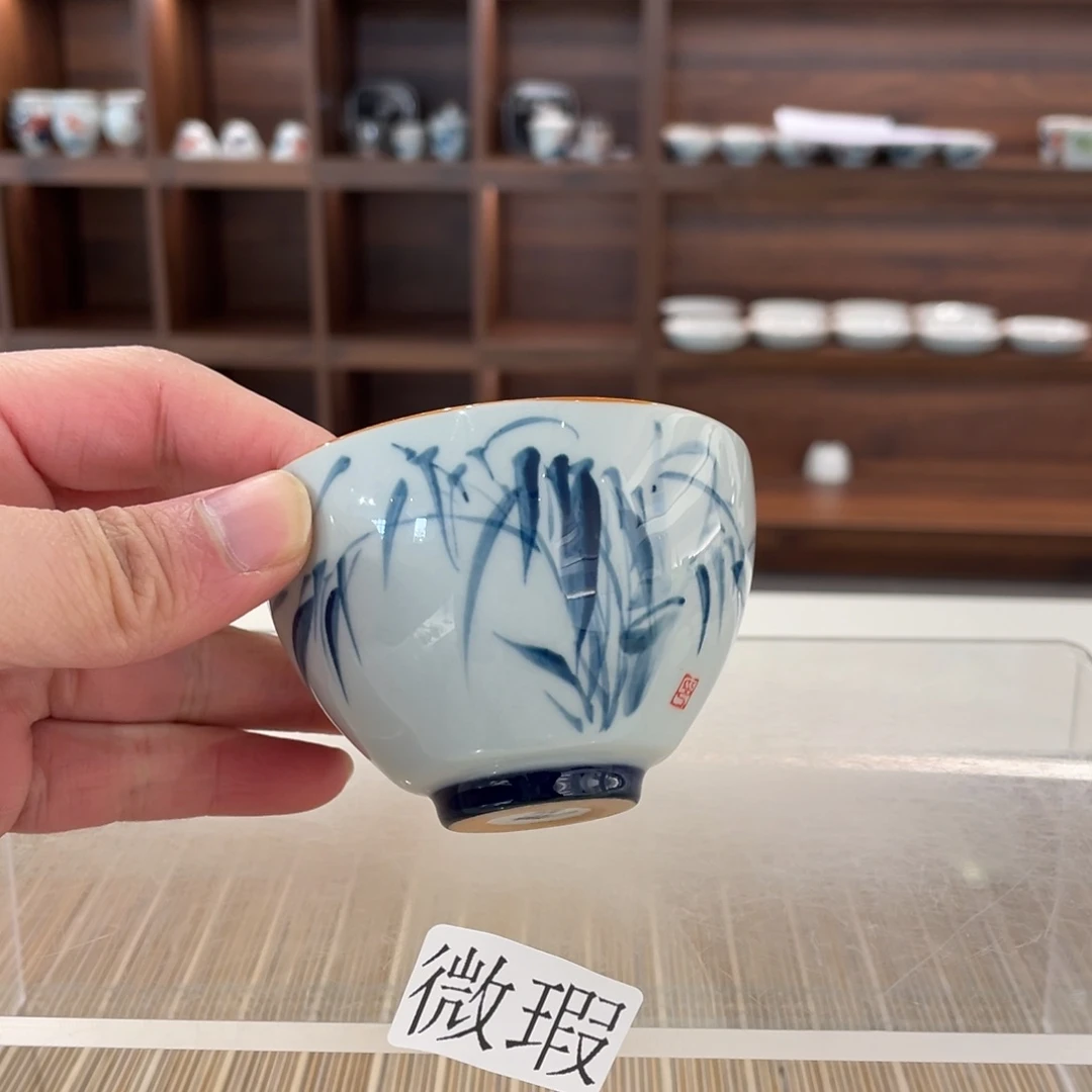 釉下手绘茶具微瑕