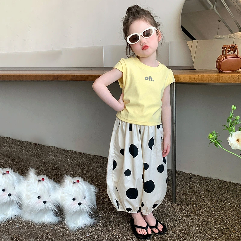 女童夏季短袖套装2025新款儿童碎花防蚊裤时髦两件套宝宝纯棉衣服