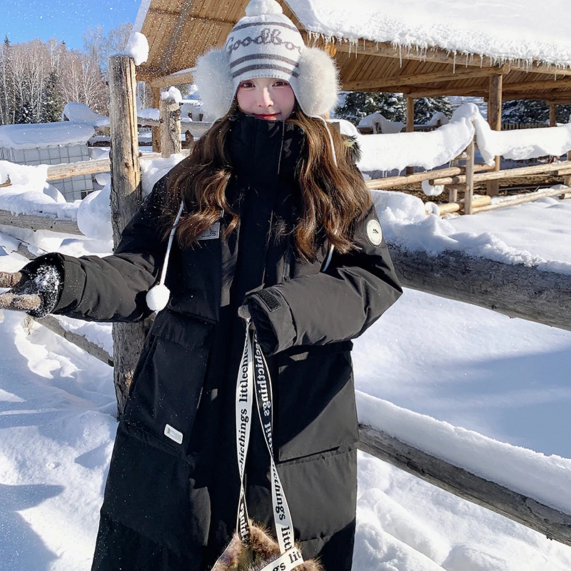 今年流行紫色宽松情侣工装羽绒服女冬季东北过冬90白鸭绒加厚外套