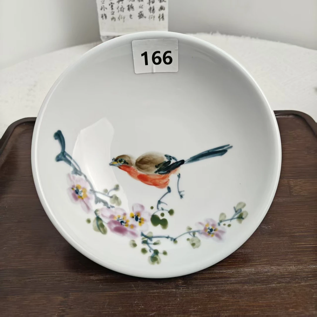 景德镇手绘釉中彩（食品级）圆深盘陶瓷盘子菜盘餐具166