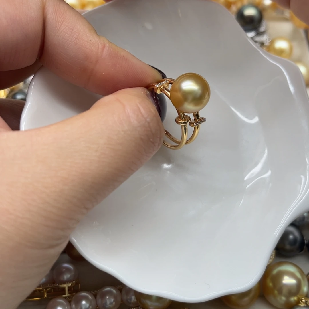戒指银S925镶嵌海水珍珠