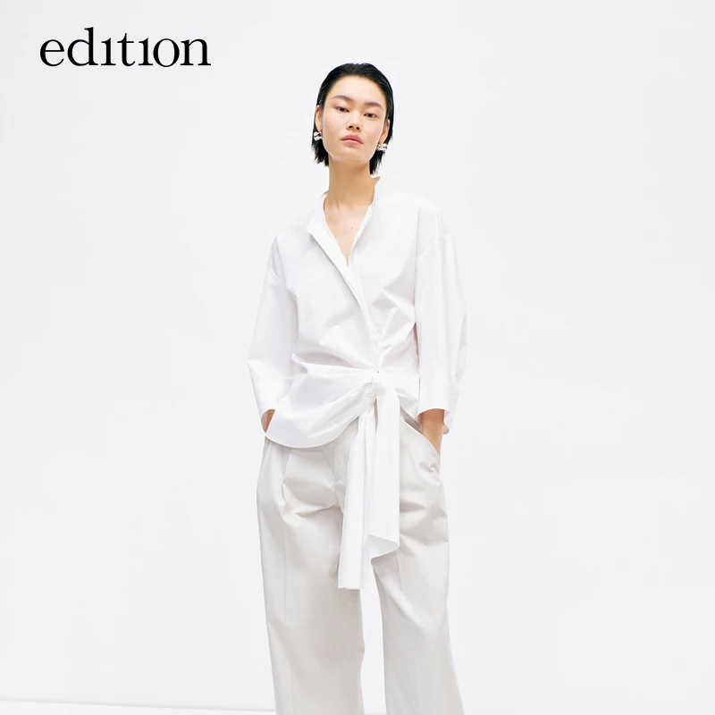 【赵老板专属】商场同款edition款立裁绑结收腰衬衫#EBD2TOP016