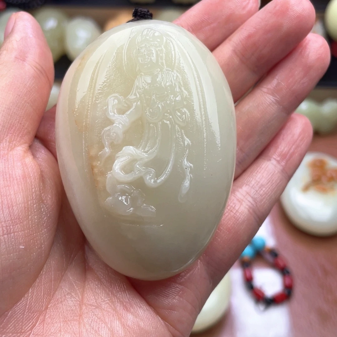 用***2石材天然古青石手把件