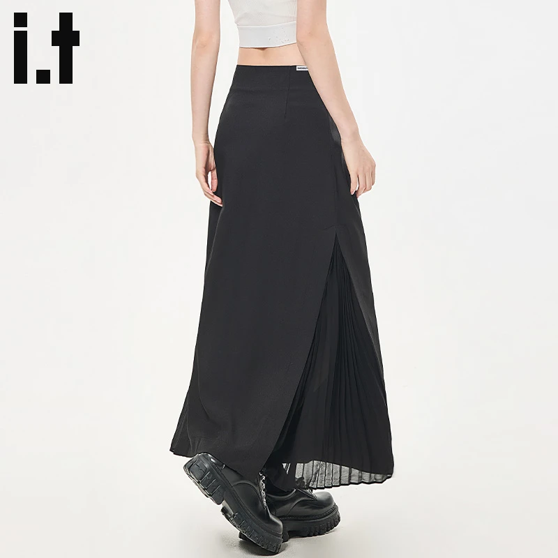 it:CHOCOOLATE法式纱边西装半身裙女2025初秋穿搭气质包臀长裙子